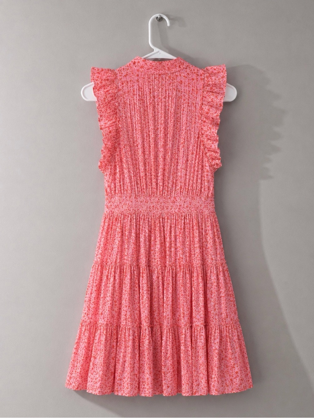 Anthropologie Cinq à Sept Nanci Floral Pink Lemonade Tiered Ruffle Mini Dress - Picture 6 of 10